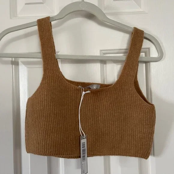 Everlane Brown Square Neck Crop Tank Top Size Medium - Picture 1 of 8